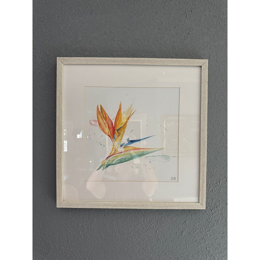 Framed Bird of Paradise II watercolor print by Patricia Pinto 18x18